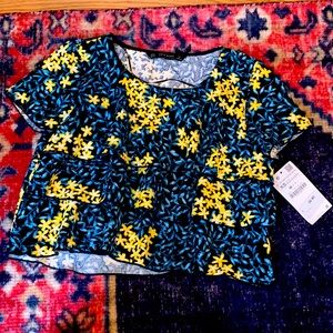 Blue & yellow floral Zara crop top (XS)